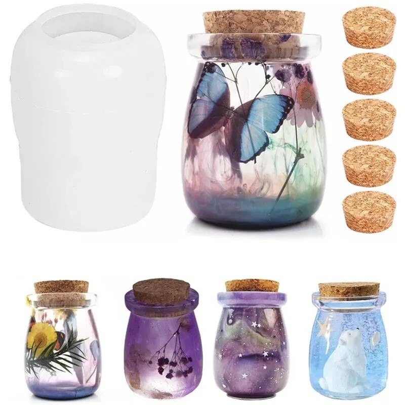 Candle Making Supplies Jars - DIY 작은 병 실리콘 몰드(코르크 5개