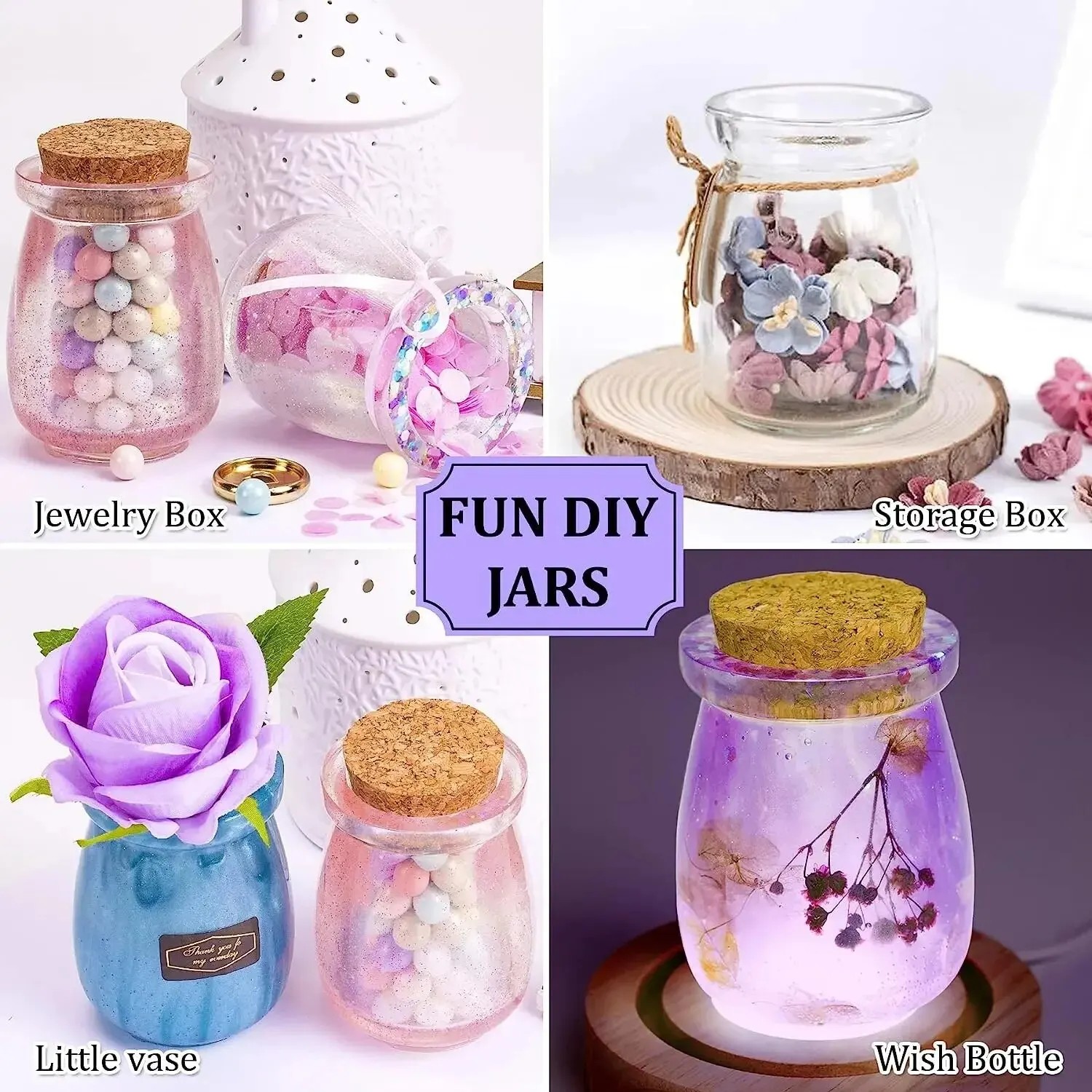DIY 작은 병 실리콘 몰드(코르크 5개 포함), 레진 - Candle Making Supplies Jars 리뷰 및 가격