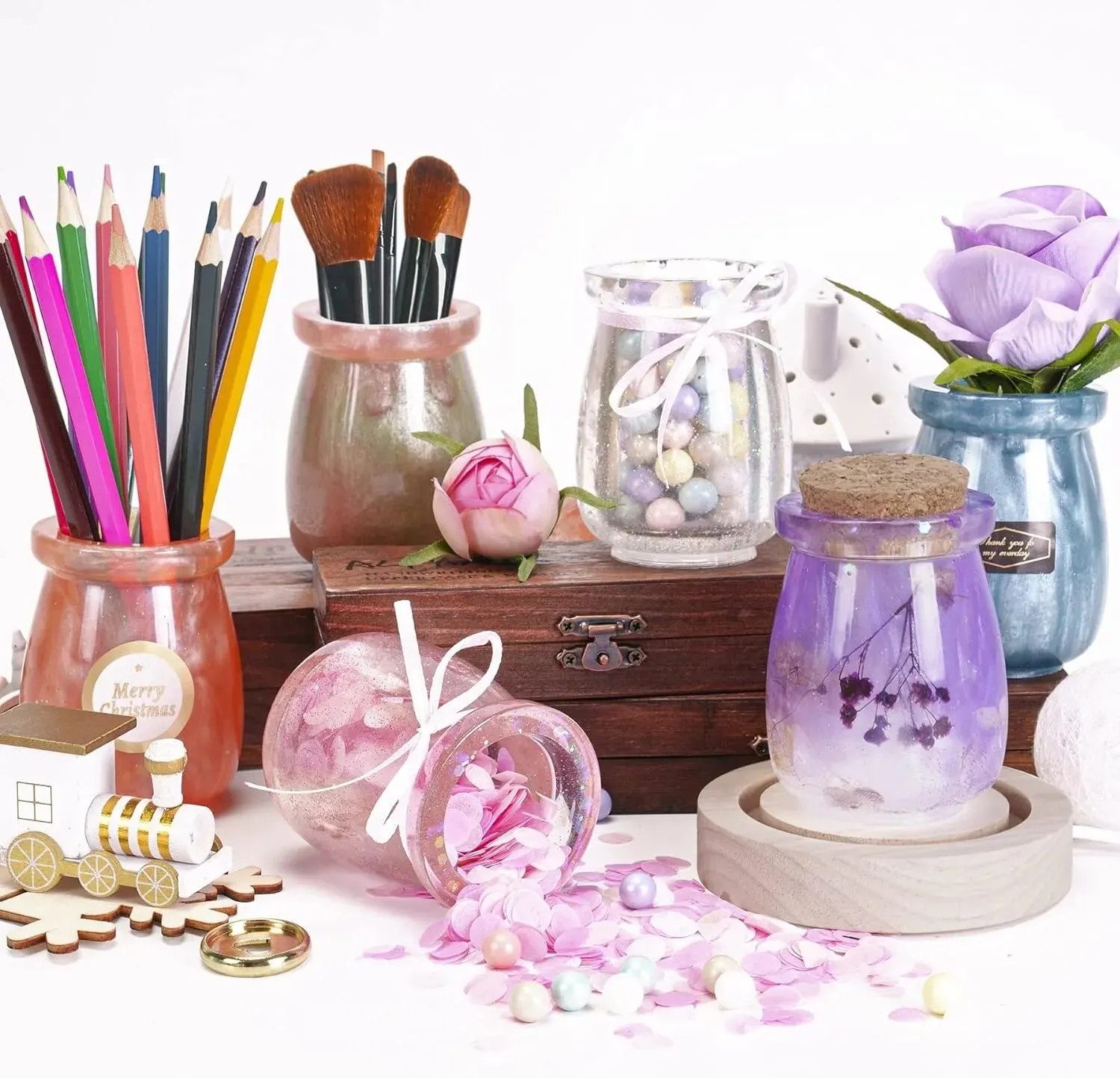DIY 작은 병 실리콘 몰드(코르크 5개 포함), 레진 - Candle Making Supplies Jars 리뷰 및 가격
